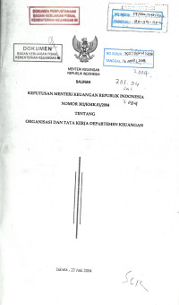 Salinan 
Organisasi dan Tata Kerja Departemen Keuangan