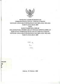 Pendapatan akhir pemerintah terhadap rancangan undang-undang tentang apbn tahun anggaran 2009