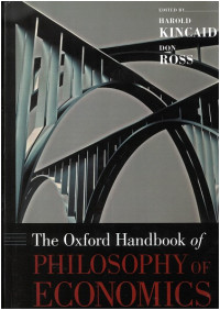 The Oxford Handbook of Philosophy of Economics