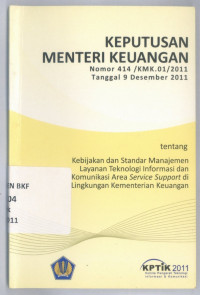 Keputusan Menteri Keuangan Nomor 414 /KMK.01/2011 Tanggal 9 Desember 2011