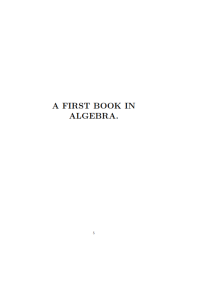 A First Book in Algebra Image of A First Book in Algebra